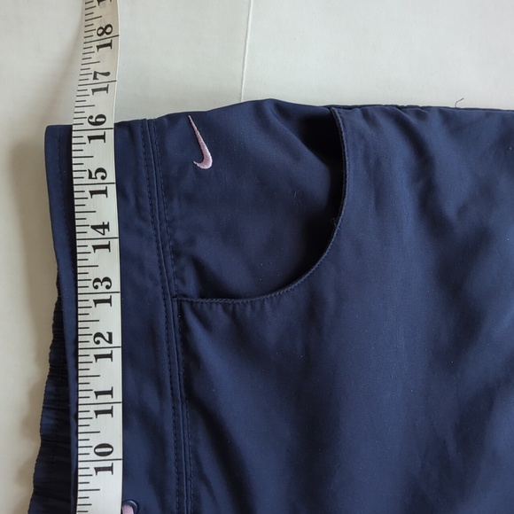 Nike Stripe Nylon Blend Capri Cropped Pants Medium Navy Blue White - Picture 9 of 14
